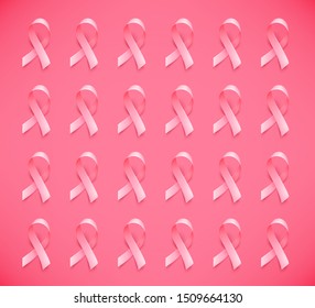 Vector background for world breast cancer awareness month in october . Realistic pink satin ribbon.