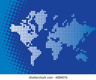 A vector background world map in blue