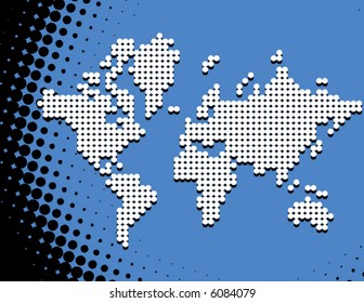 A vector background world map in blue and black