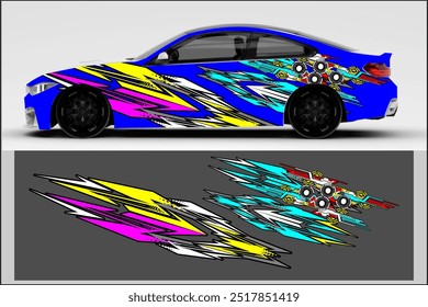 vector background wrap car design with unique line pattern and bright color combination