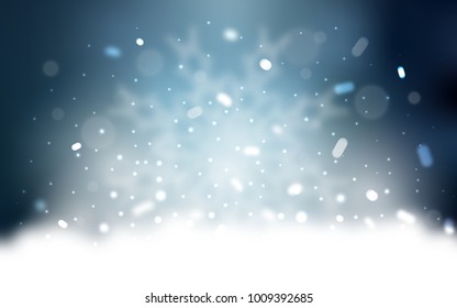 Vector background with xmas snowflakes. Decorative shining illustration with snow on abstract template. The template can be used as a new year background.