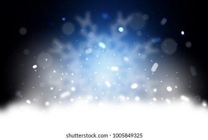 Vector background with xmas snowflakes. Snow on blurred abstract background with gradient. New year design for your ad, poster, banner.