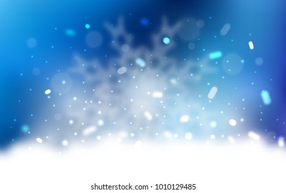 Vector background with xmas snowflakes. Snow on blurred abstract background with gradient. New year design for your ad, poster, banner.
