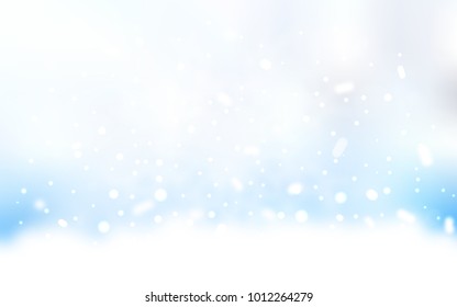 Vector background with xmas snowflakes. Snow on blurred abstract background with gradient. New year design for your business advert.