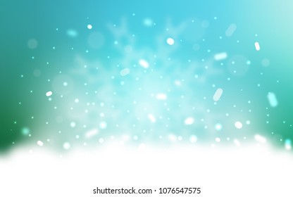 Vector background with xmas snowflakes. Snow on blurred abstract background with gradient. The pattern can be used for new year ad, booklets.