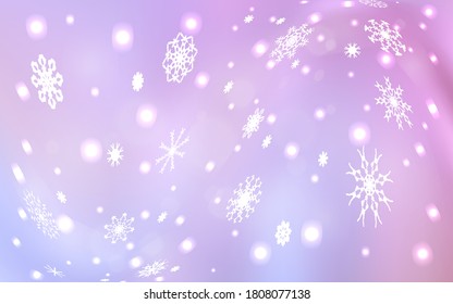 Vector background with xmas snowflakes. Snow on blurred abstract background with gradient. New year design for your ad, poster, banner.