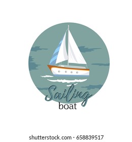 Vector background with a yacht or ship.Sailing boat logo design.