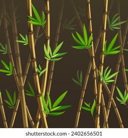 Vector background with yellow bamboo stalks. Seamless bamboo background, vector illustration, silhouette of bamboo trees background