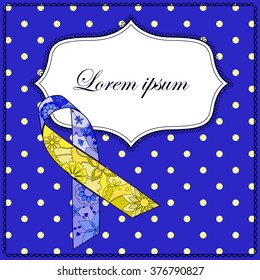 Vector background with yellow and blue ribbon