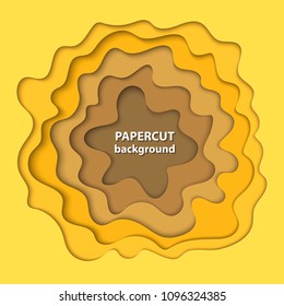 Vector background with yellow gradient color paper cut shapes. 3D abstract paper art style, design layout for business presentations, flyers, posters, prints, decoration, cards, brochure cover.