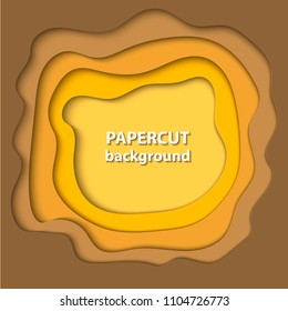 Vector background with yellow gradient color paper cut shapes. 3D abstract paper art style, design layout for business presentations, flyers, posters, prints, decoration, cards, brochure cover.