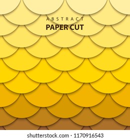 Vector background with yellow gradient color paper cut shapes. 3D abstract paper art style, design layout for business presentations, flyers, posters, prints, decoration, cards, brochure cover.