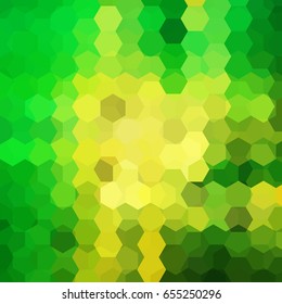 Vector background with yellow, green hexagons. Can be used in cover design, book design, website background. Vector illustration