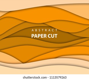 Vector background with yellow and orange color paper cut shapes. 3D abstract paper art style, design layout for business presentations, flyers, posters, prints, decoration, cards, brochure cover.