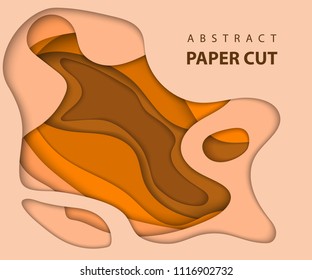 Vector background with yellow and orange color paper cut shapes. 3D abstract paper art style, design layout for business presentations, flyers, posters, prints, decoration, cards, brochure cover.