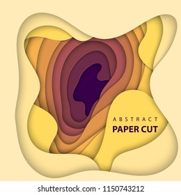 Vector background with yellow and orange color paper cut shapes. 3D abstract paper art style, design layout for business presentations, flyers, posters, prints, decoration, cards, brochure cover.