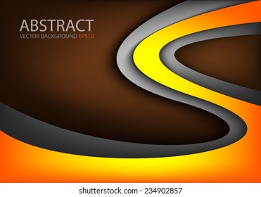 Vector background yellow orange line with silver grey curve line on brown space overlap layer graphic for text and message modern artwork design