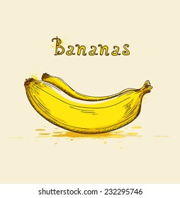 Vector background with yellow ripe bananas