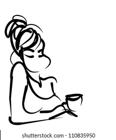 VECTOR Background with young   woman