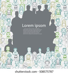 vector background for your text with hand drawn people 