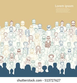 vector background for your text with hand drawn people 