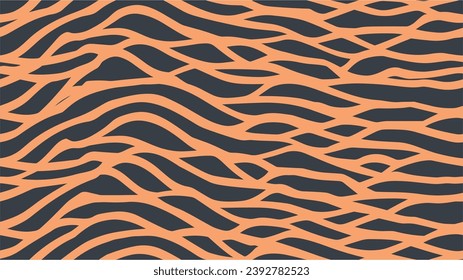 Vector background. Zebra colorful seamless pattern. Orange abstract background. Vector tiger pattern. Abstract background of stripes. Vector illustration. Orange zebra skin vector print.