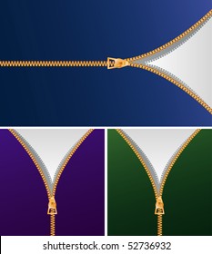 vector background with zipper in three variations