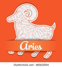 Vector background with zodiac sign Aries