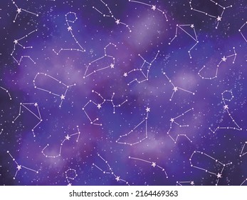 vector background with zodiac signs and galaxy for banners, cards, flyers, social media wallpapers, etc.