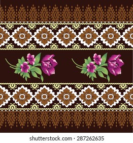 Vector background,hand drawn, pattern with beautiful flower.