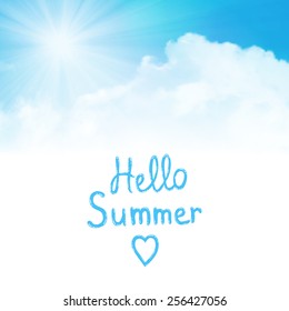 Vector background,hello summer, sun over clouds