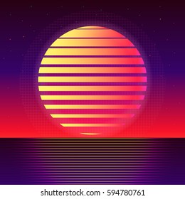 Vector Backgrounds  80s Style Sun. Trendy Hipster Retro Background.