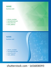 vector backgrounds with abstractions and science signs - green and blue business cards