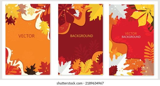 Vector backgrounds for autumn theme with leaves and place for text. Paper cut background.	
