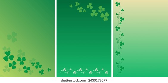 vector backgrounds with clover leaves. Saint Patrick's day. Floral banners. Template