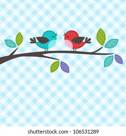 Vector backgrounds with couple of birds on the branch