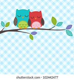 Vector backgrounds and couple owls the branch