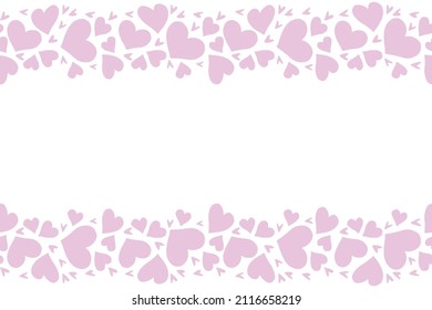 Antecedentes vectores, marco de corazones rosados. Tema romántico de amor. Borde horizontal superior e inferior, borde, decoración para cumpleaños, día de San Valentín, tarjeta de saludo, boda