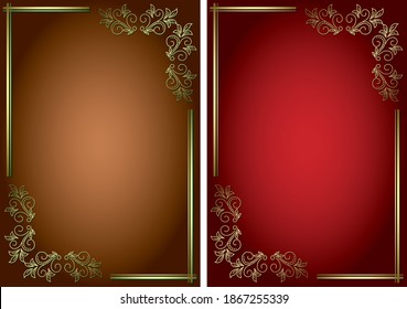 vector backgrounds with golden decorative frames