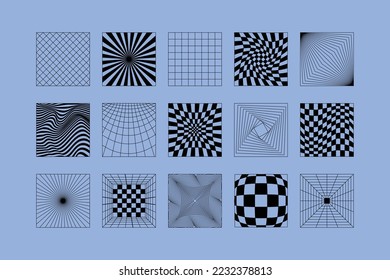 Vector backgrounds in groovy psychedelic style - abstract backdrops and design templates for social media posts and stories, cards and posters