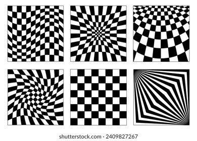 Vector backgrounds in groovy psychedelic style - abstract backdrops and design templates for social media posts and stories, cards and posters

