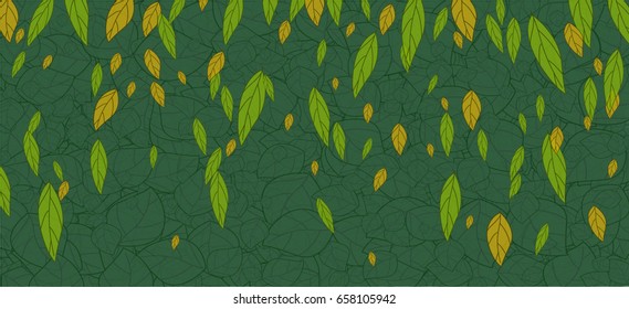 Vector backgrounds with leaves. Spring and autumn foliage. Natural hues. Green.