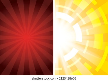 vector backgrounds with light rays - a4 yellow and red banner