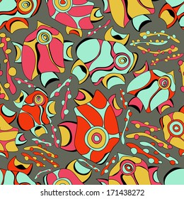 Vector backgrounds seamless pattern with fishes. Pattern can be used for wallpaper pattern fills surface textures.