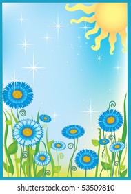 Vector background-summer field of flowers