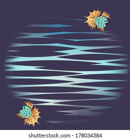 Vector backgroung, banner oder card with 2 funny fishes