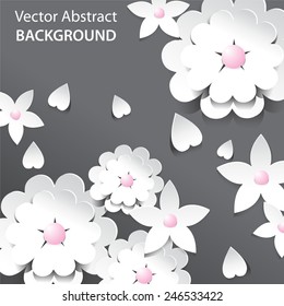 Vector backgroung with a paper flowers