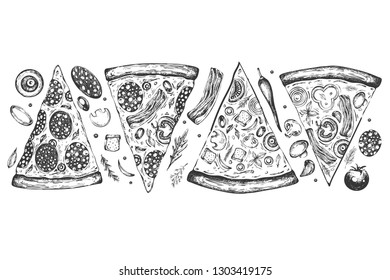 Vector backgrund with sketch pizza