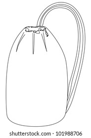 Vector backpack - contour outline illustration on white