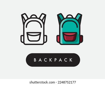 Vector backpack icon illustration flat design